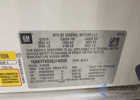 2014 GMC Acadia Denali z USA, uszkodzony, nr VIN 1GKKVTKD9EJ140095